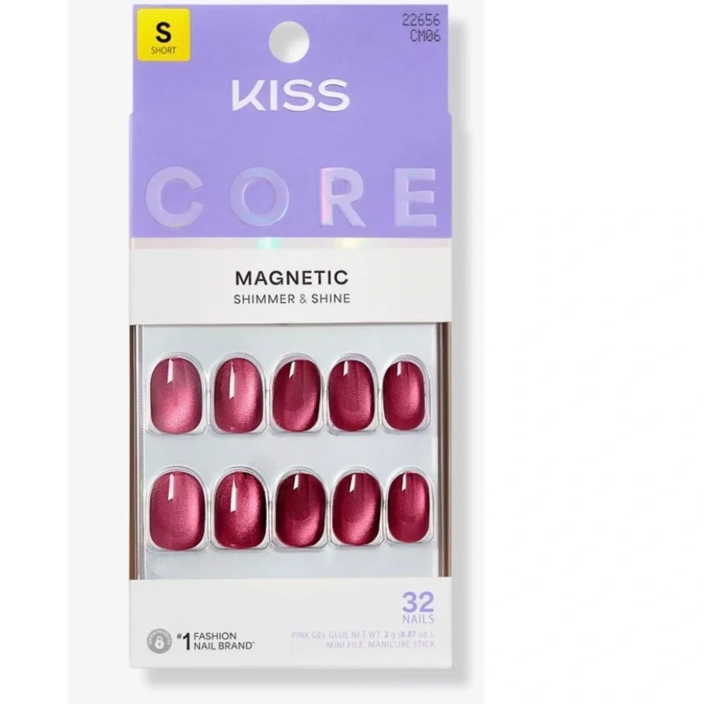 NWT KISS Core Press On Fake Nails Pink Cheers Red Flaming Short Gift New
